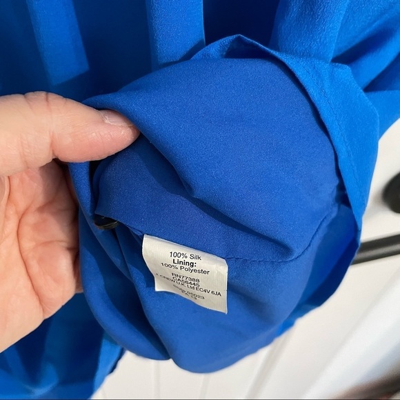 Madewell Blue Silk Short Sleeves Dress - Picture 7 of 8